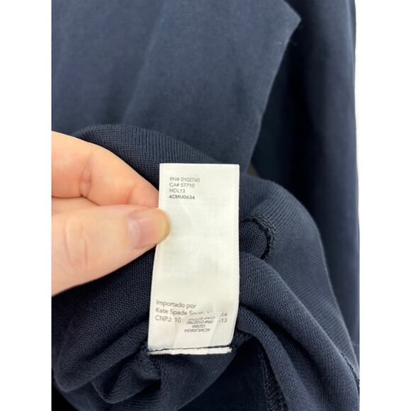 Kate Spade Saturday Top Womens Small Slip Neck Shirt Navy Blue 3/4 Sleeve Cotton - Picture 4 of 5